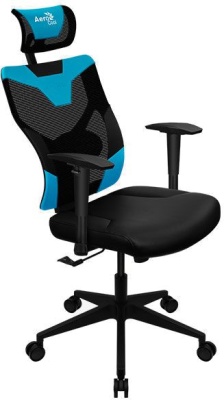 Кресло игровое Aerocool Guardian черный/голубой сиденье черный экокожа/сетка с подголов. крестов. нейлон