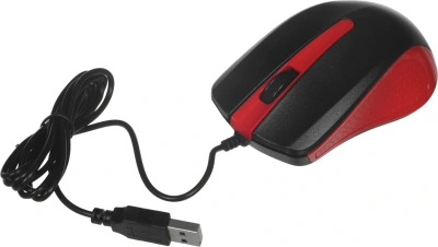 Мышь Оклик 225M черный/красный оптическая 1200dpi USB для ноутбука 3but (288237)