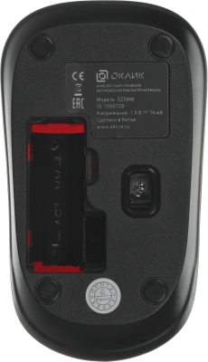 Мышь Оклик 525MW черный/красный оптическая 1000dpi беспров. USB для ноутбука 3but (1090720)