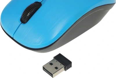 Мышь Оклик 525MW черный/голубой оптическая 1000dpi беспров. USB для ноутбука 3but (1090724)