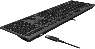 Клавиатура A4Tech FX60H серый USB slim LED (FX60H GREY/WHITE) кабель 1.5м