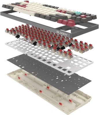 Клавиатура A4Tech S87 Pixels механическая серый/белый USB for gamer LED кабель 1.8м