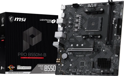 Материнская плата MSI PRO B550M-B Soc-AM4 AMD B550 2xDDR4 mATX AC`97 8ch(7.1) GbLAN RAID+HDMI+DP