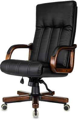 Кресло руководителя Бюрократ T-9932Walnut черный экокожа крестов. металл/дерево