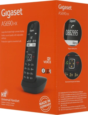 Трубка доп. Dect Gigaset AS690HX черный для AS690
