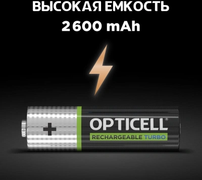 Аккумулятор Opticell Turbo 6080001 AA NiMH 2600mAh (2шт) блистер