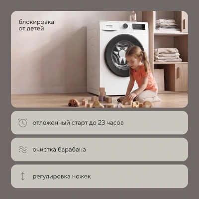 Стиральная машина Hyundai WME6010 класс: A+++ загр.фронтальная макс.:6кг белый инвертор