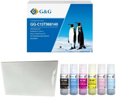 Чернила G&G GG-108-260g-4X6-20 черный/голубой/пурпурный/желтый/светло-голубой/светло-пурпурный набор 6x70мл для Epson Ecotank L8050/L18050