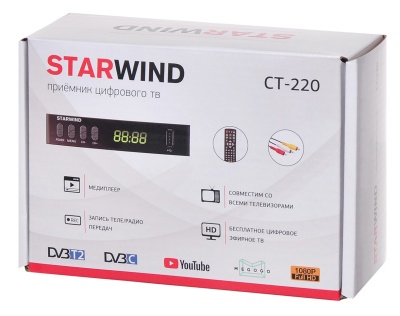 Ресивер DVB-T2 Starwind CT-220 черный
