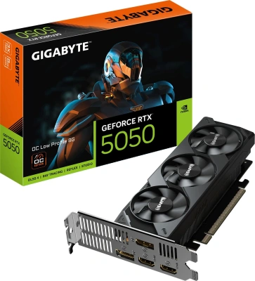 Видеокарта Gigabyte PCI-E 5.0 GV-N5050OC-8GL 1.0 NVIDIA GeForce RTX 5050 8Gb 128bit GDDR6 2587/20000 HDMIx2 DPx2 HDCP Ret low profile