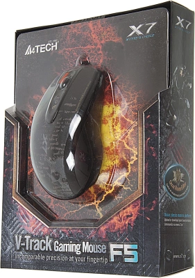 Мышь A4Tech V-Track F5 черный/рисунок оптическая 3000dpi USB 6but