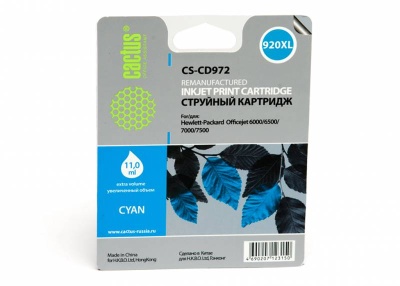 Картридж струйный Cactus CS-CD972 №920XL синий (14.6мл) для HP DJ 6000/6500/7000/7500 с чипом