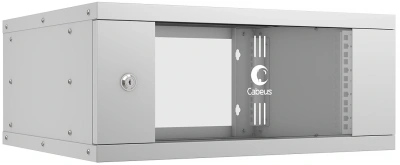 Шкаф коммутационный Cabeus (WSC-05D-4U55/45) настенный 4U 550x450мм пер.дв.стекл 30кг серый 340мм 10кг 220град. 230мм IP20 сталь