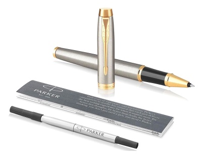 Ручка роллер Parker IM Core T321 (1931663) Brushed Metal GT F черн. черн. подар.кор.