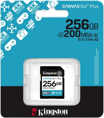 Флеш карта SDXC 256GB Kingston SDG4/256GB Canvas Go! Plus V30 w/o adapter