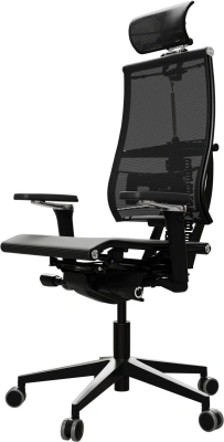 Кресло руководителя эргономичное Метта Yoga Spine Black Edition черный сиденье черный сетка с подголов. крестов.5-луч. металл хром