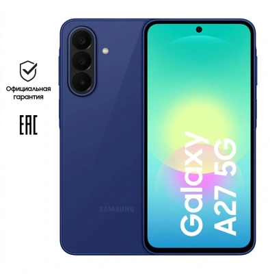 Смартфон Samsung SM-A276B Galaxy A27 5G 256Gb 8Gb синий моноблок 3G 4G 2Sim 6.7" 1080x2340 Android 16 50Mpix 802.11 a/b/g/n/ac NFC GPS GSM900/1800 GSM1900 Protect microSD max2048Gb