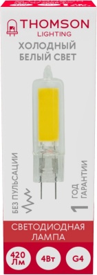 Лампа светодиодная Thomson TH-B4219 4Вт цок.:G4 капсул. 220B св.свеч.бел.хол. (упак.:1шт)