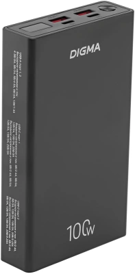 Мобильный аккумулятор Digma DGPD100WA 20000mAh QC3.0/PD3.0 100W 5A 2xUSB-A/2xUSB-C черный (DGPD20A100ABK)