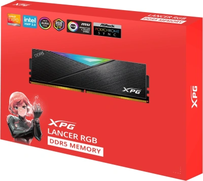 Память DDR5 2x32GB 6400MHz A-Data AX5U6400C3232G-DCLARBK XPG Lancer RGB RTL Gaming PC5-51200 CL32 DIMM UDIMM 288-pin 1.35В kit dual rank с радиатором Ret