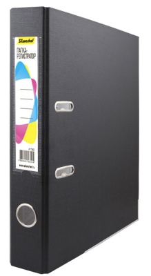 Папка-регистратор Silwerhof 355020-01 A4 50мм ПВХ/бумага черный мет.окант. сборная смен.карм. на кор.