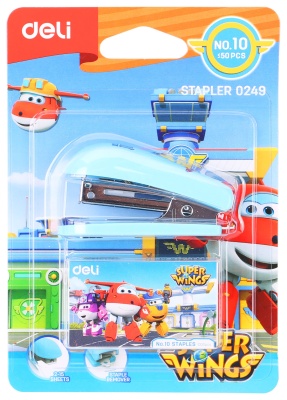 Степлер настольный Deli E0249 Super Wings 24/6 26/6 (12листов) ассорти 40скоб металл/пластик блистер