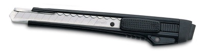 Нож канцелярский Kw-Trio 03563blck шир.лез.9мм усиленный 2 сменных лезвия металл черный блистер