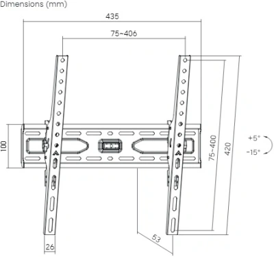 Кронштейн для телевизора Ultramounts UM845 черный 32"-75" макс.45кг настенный наклон