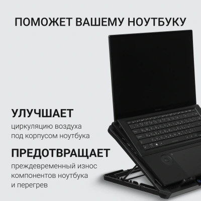 Подставка для ноутбука Digma D-NCP170-2x110 18" 400x288x45мм 52дБ 2xUSB 2x 110ммFAN 1100г Fan-control металл/пластик черный