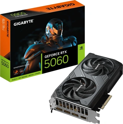 Видеокарта Gigabyte PCI-E 5.0 GV-N5060WF2OC-8GD 1.0 NVIDIA GeForce RTX 5060 8Gb 128bit GDDR7 2497/28000 HDMIx1 DPx3 HDCP Ret