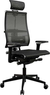 Кресло руководителя эргономичное Метта Yoga Spine Black Edition черный сиденье черный сетка с подголов. крестов.5-луч. металл хром