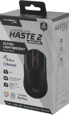 Мышь HyperX Haste 2 черный оптическая 26000dpi беспров. BT/Radio USB 5but (6N0B0AA)