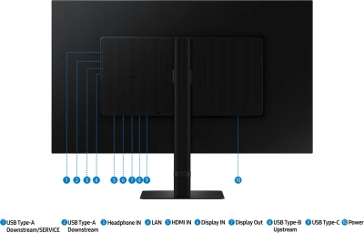 Монитор Samsung 32" ViewFinity S6 S32D604UAIXCI черный IPS LED 5ms 16:9 HDMI матовая HAS Piv 1000:1 350cd 178гр/178гр 2560x1440 100Hz DP 2K USB 7.2кг