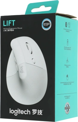 Мышь Logitech Lift белый оптическая 4000dpi silent беспров. BT/Radio USB для ноутбука 5but (910-006486)