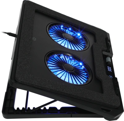 Подставка для ноутбука Digma D-NCP170-2x110RGB 18" 400x288x45мм 52дБ 2xUSB 2x 110ммFAN 1250г Fan-control металл/пластик черный