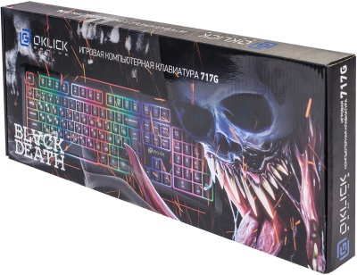 Клавиатура Оклик 717G BLACK DEATH черный/оранжевый USB Multimedia for gamer LED (476395) кабель 1.5м