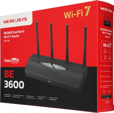 Роутер беспроводной Mercusys MR27BE BE3600 100/1000/2500BASE-T черный