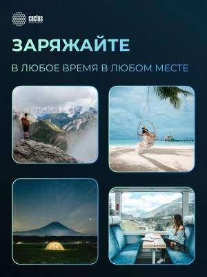 Мобильный аккумулятор Cactus CS-PBFSUD-60000 60000mAh 80W 4.5A USB-A/USB-C черный