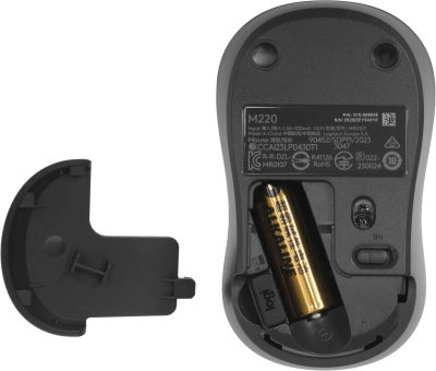 Мышь Logitech Silent M220 темно-серый/черный оптическая 1000dpi silent беспров. USB 2but (910-004895)