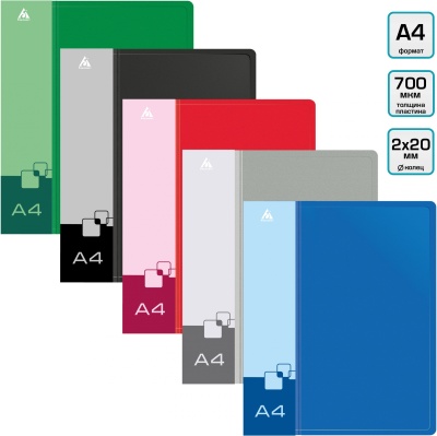 Папка на 2-х кольцах Бюрократ -0827/2R A4 пластик 0.7мм кор.27мм внутр. с вставкой ассорти