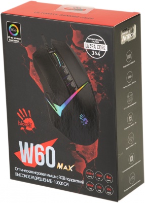 Мышь A4Tech Bloody W60 Max черный оптическая 10000dpi USB 7but (W60 MAX STONE BLACK)