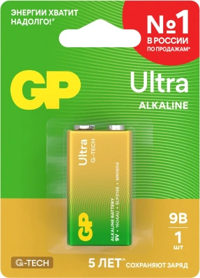 Батарея GP Ultra Alkaline 1604AUA21-5CRSBC1 9V (1шт) блистер