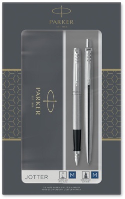Набор ручек Parker Jotter Core FK61 (2093258) Stainless Steel CT сталь нержавеющая подар.кор. ручка перьевая, ручка шариковая