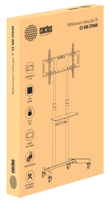 Стойка для телевизора Cactus CS-ST04H черный 37"-70" макс.45кг напольный мобильный