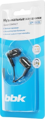 Наушники внутриканальные BBK EP-1003S 1.2м черный проводные в ушной раковине (EP-1003S (B))