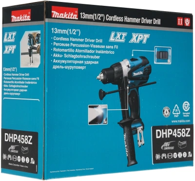 Дрель-шуруповерт Makita DHP458Z аккум. патрон:быстрозажимной