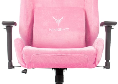 Кресло игровое Knight N1 Fabric розовый Velvet 36 с подголов. крестов. металл