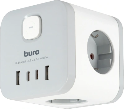 Сетевой разветвитель Buro BU-PW3UC-W (3 розетки) белый (коробка)