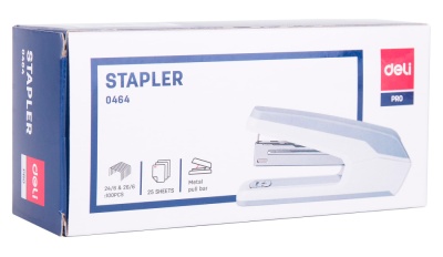 Степлер настольный Deli E0464WHITE Exceed 24/6 26/6 (25листов) белый 100скоб металл/пластик закрытый коробка