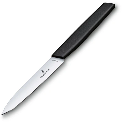 Нож кухонный Victorinox Swiss Modern (6.9003.10) стальной универсальный для чистки овощей и фруктов лезв.100мм прямая заточка черный